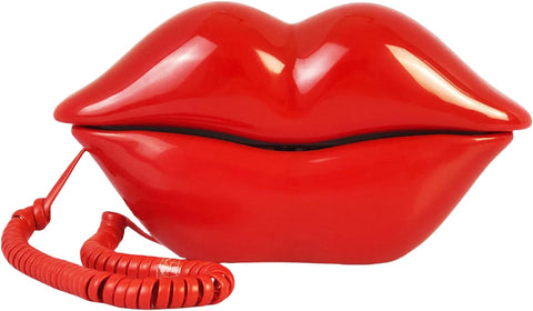 Landline Phones for Home, TelPal Corded Lip Phone, Retro Desktop House Phone, Analog Novelty Mouth Phone for Home/Office/Hotel/Shops/Party